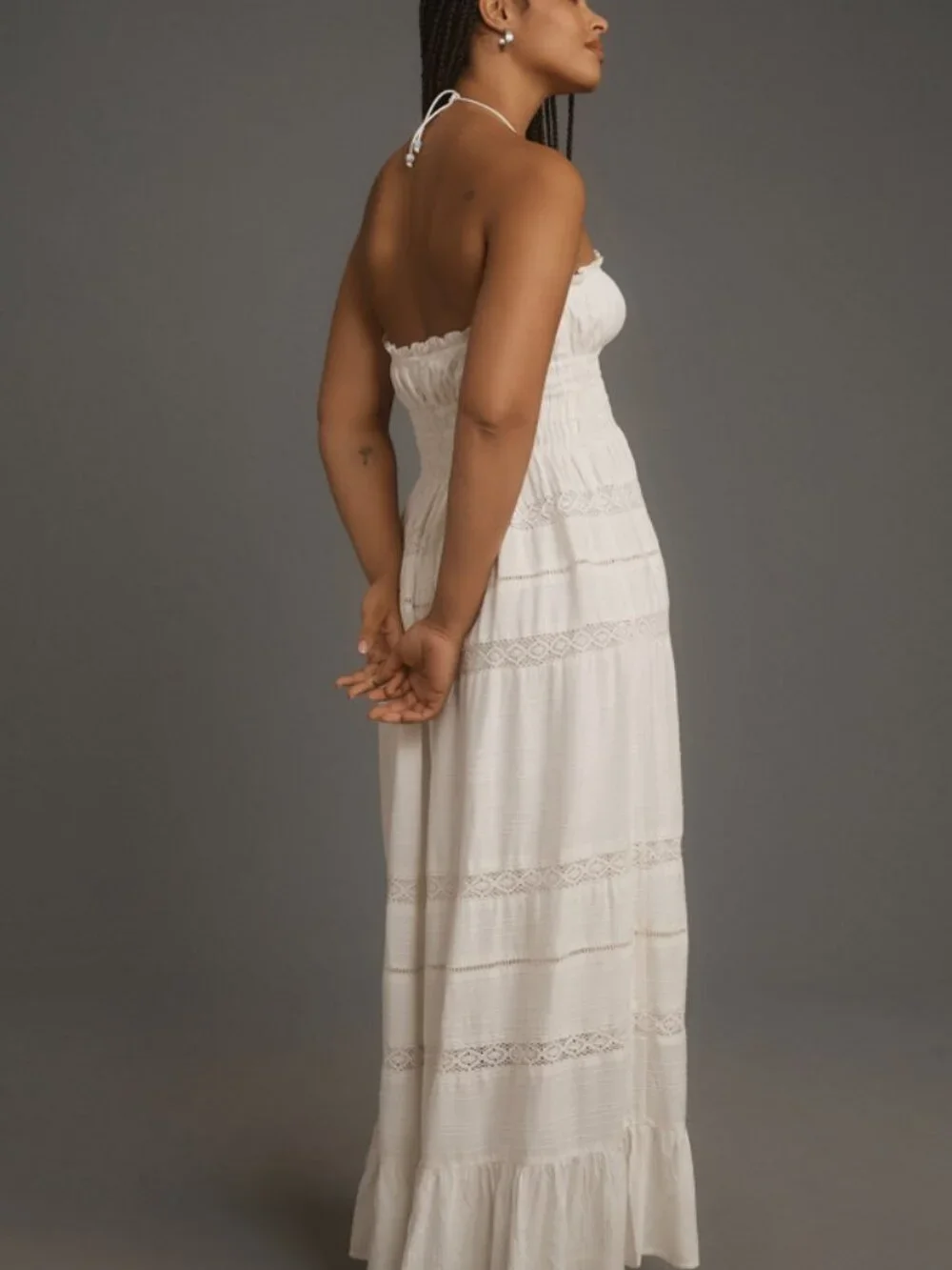 Maeve by Anthropologie White Strapless Smocked Midi Dress Size XSP 38440